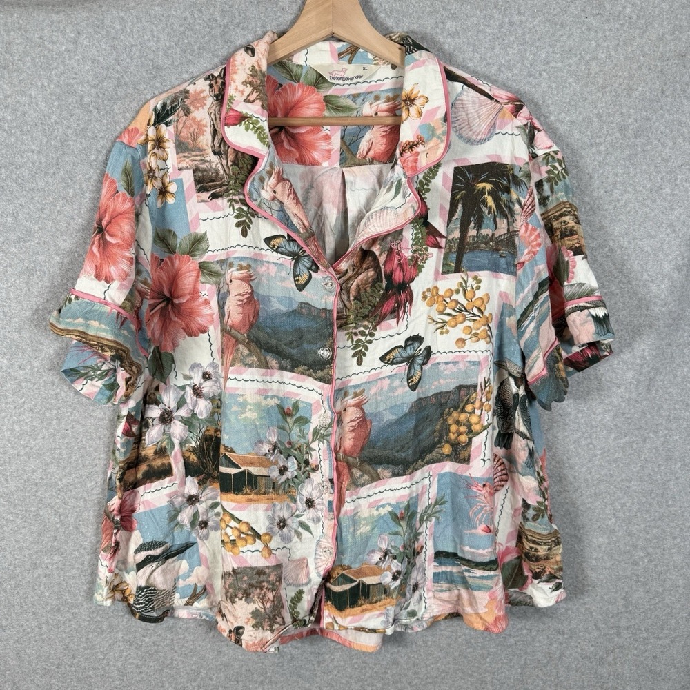 Peter Alexander Pajama Top Womens XL Tropical Hawaiian Print‎ Sleep Shirt